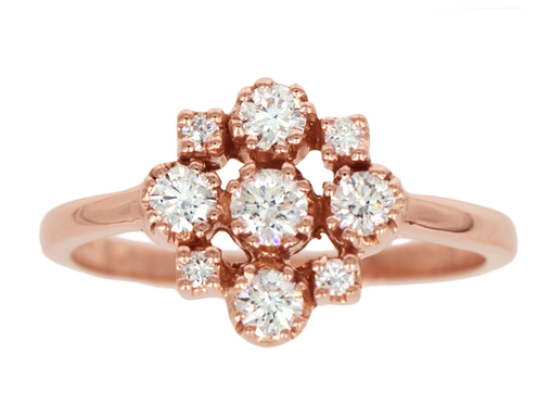 Rose Gold Marie White Diamond Cluster Ring