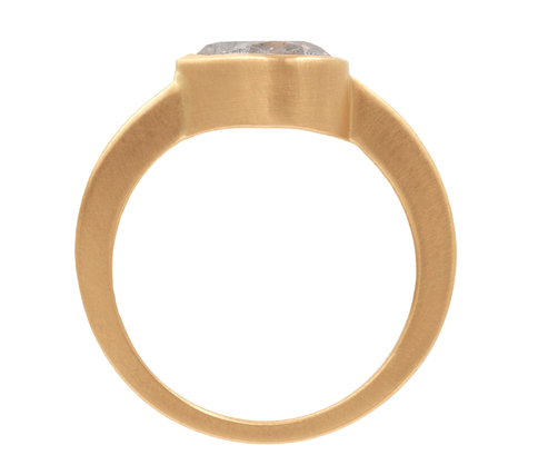 1.50ct Pear Grey Diamond & Yellow Gold Bezel Ring
