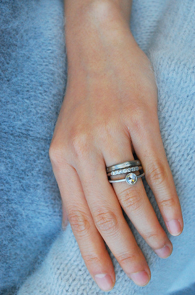 0.50ct Round Rose-cut White Diamond & White Gold Bezel Ring