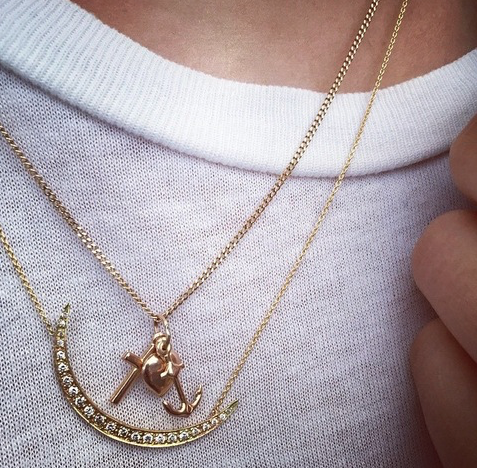 Large Diamond Crescent Moon Gold Necklace Gillian Conroy Jewelry