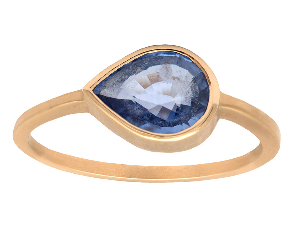 2.15ct Pear Sapphire & 18K Yellow Gold Bezel Ring