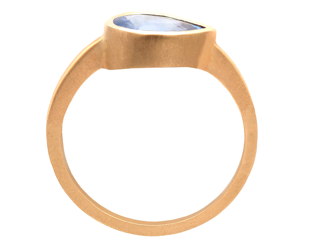 2.15ct Pear Sapphire & 18K Yellow Gold Bezel Ring