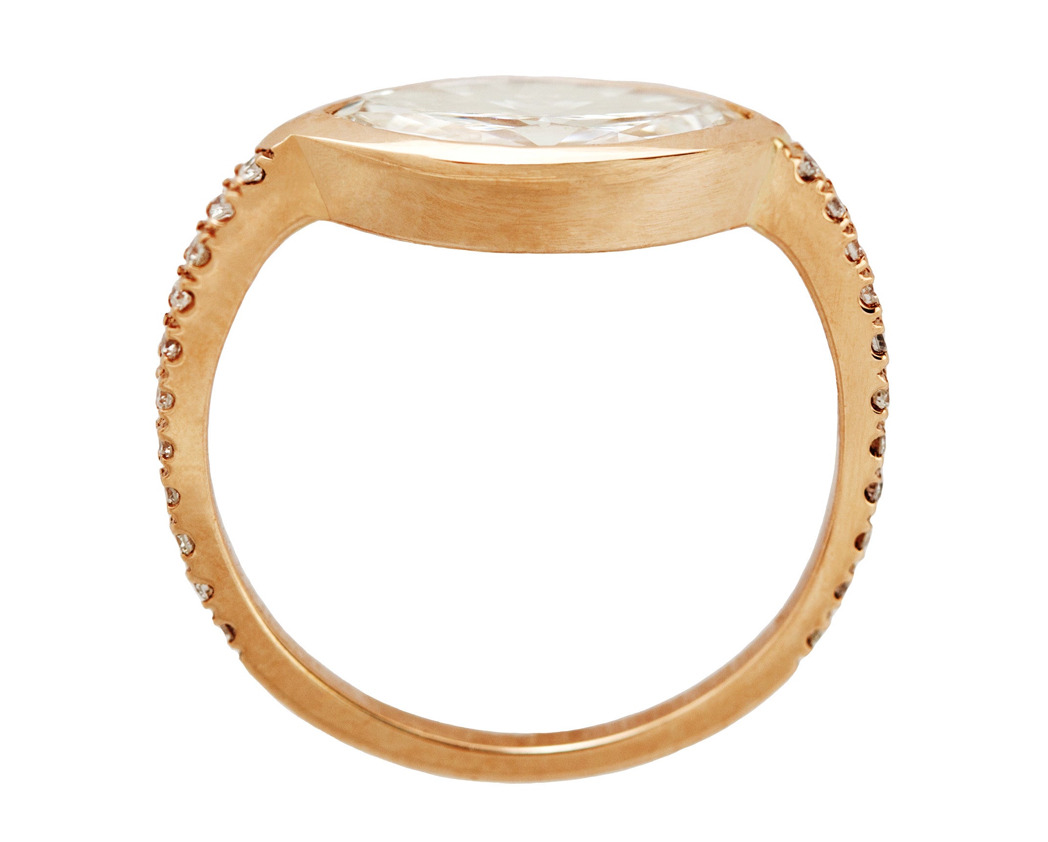 0.90ct Marquise White Diamond & Yellow Gold Pavé Ring
