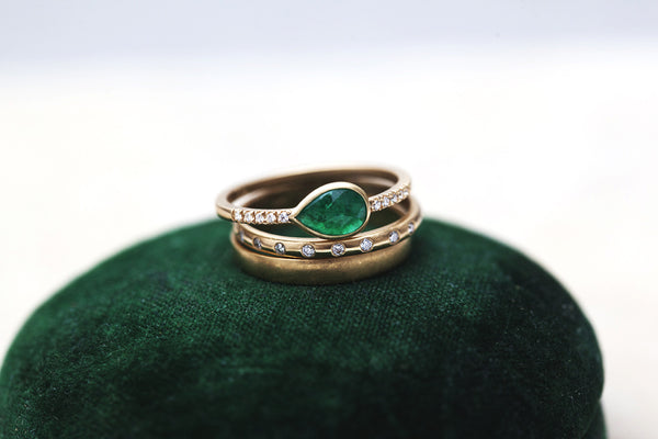 0.50ct Pear Colombian Emerald & Diamond Pavé Ring – Gillian Conroy Jewelry