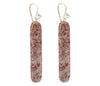 Grey and Red Chinese Flower Jasper & Sterling Silver Thorn Hook Earrings