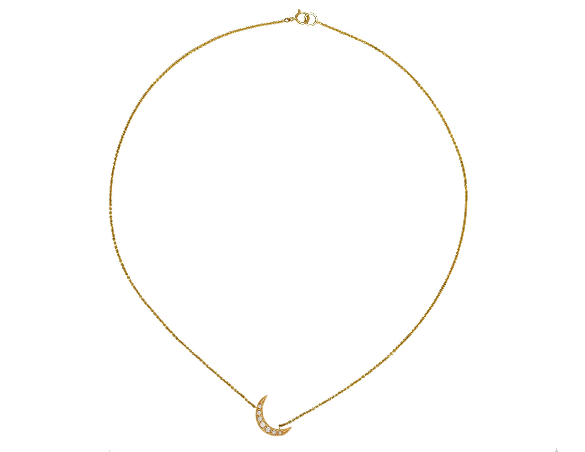 Diamond Crescent Moon & Gold Necklace