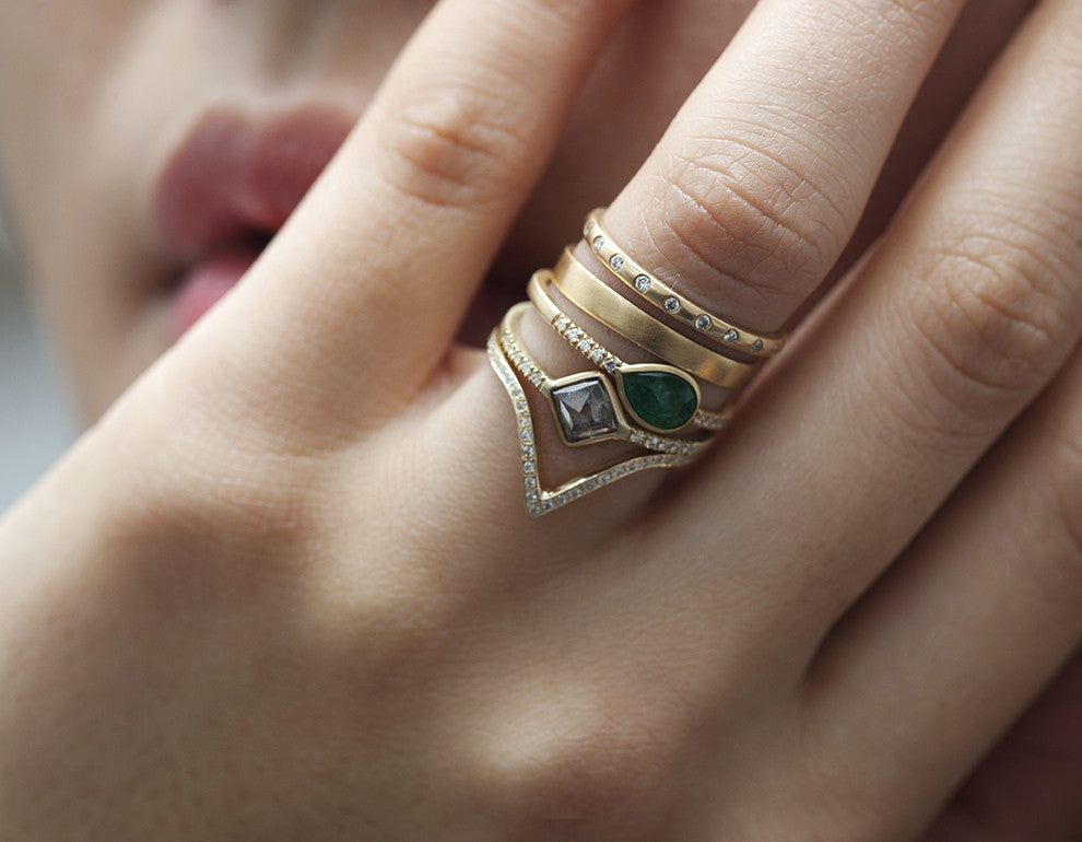 0.50ct Pear Colombian Emerald & Diamond Pavé Ring