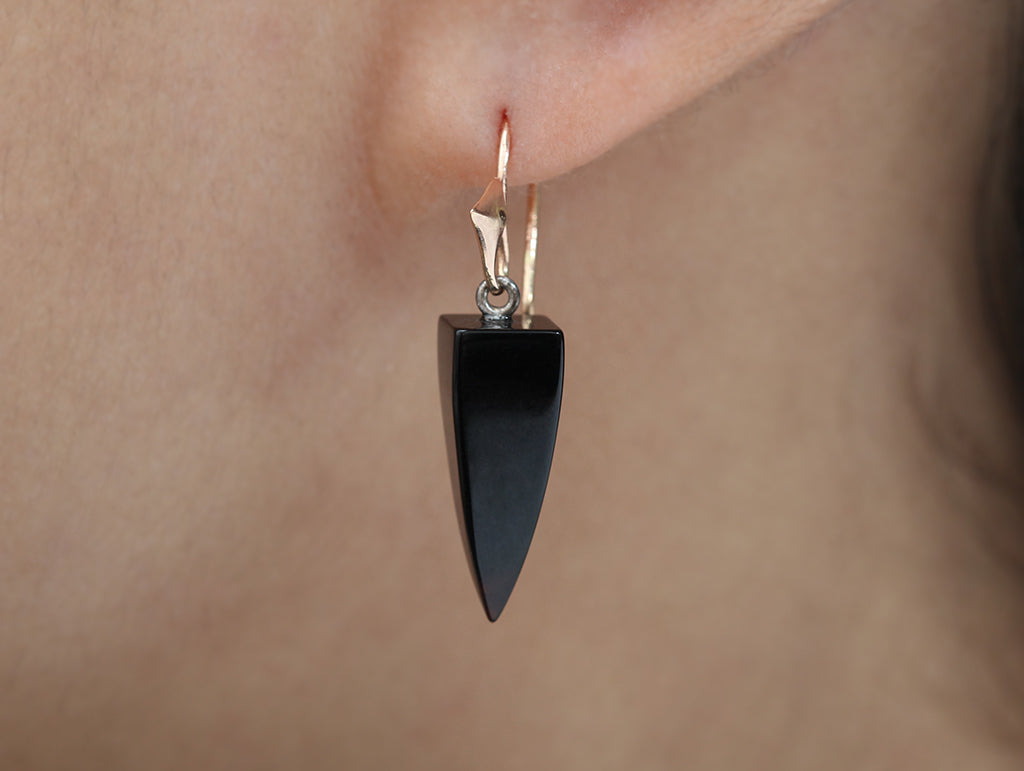 Onyx Bullet Drops & 14K Gold Thorn Hook Earrings