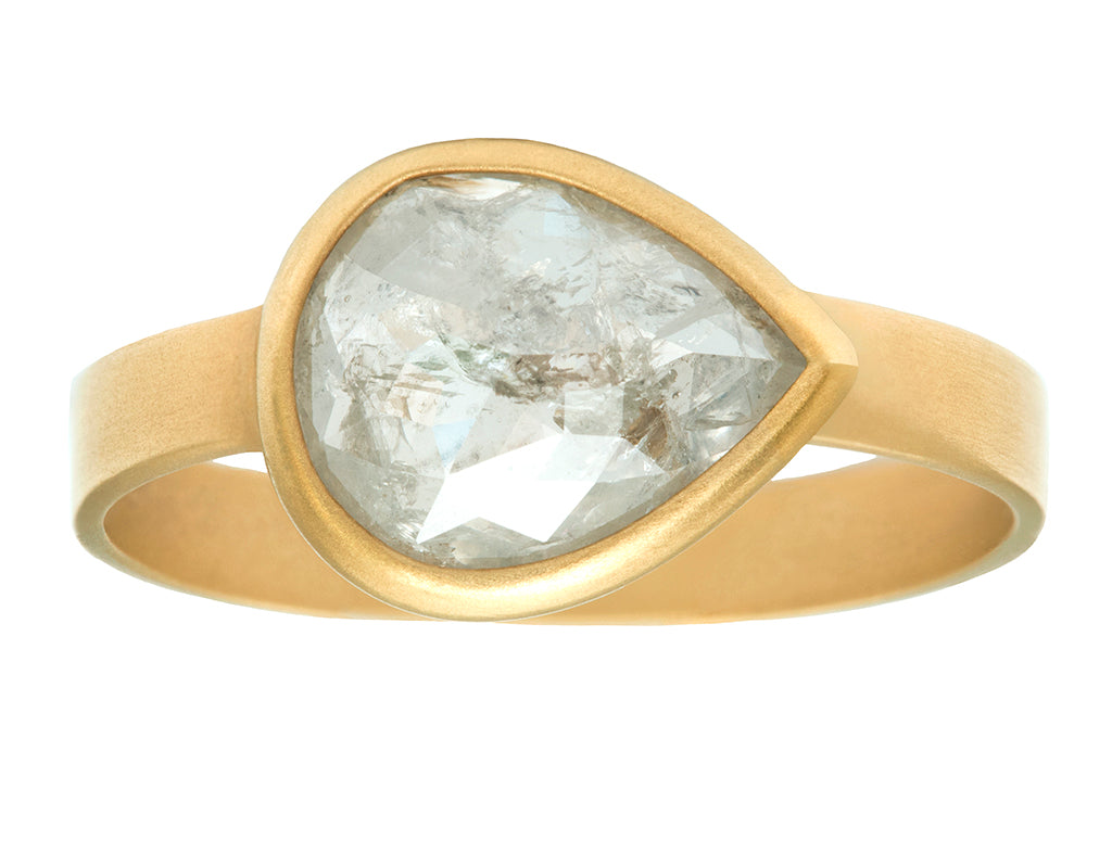 2ct Pear Grey Diamond & Ribbon Gold Ring