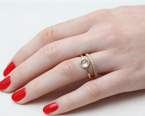 0.50ct Round Rose-cut White Diamond & Yellow Gold Wire Ring