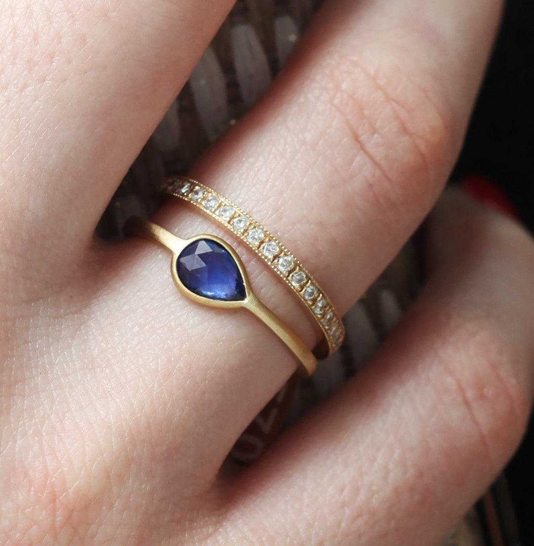 0.50ct Pear Rose-cut Sapphire & Yellow Gold Ring